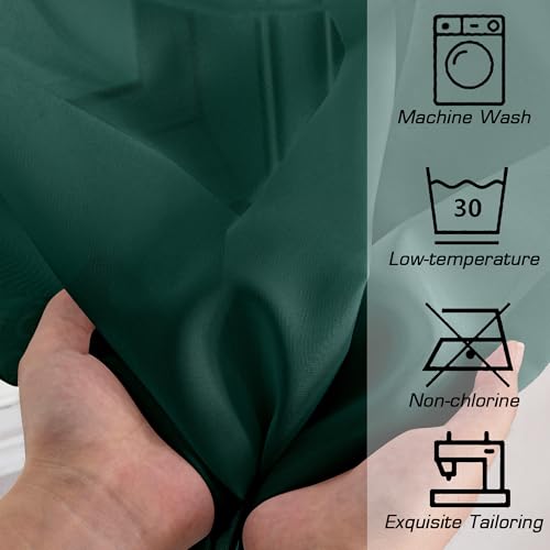 Image of OWENIE Sheer Curtains 63 inch Length 2 Panels Set, Light Weight Soft Solid Light Filtering Fimly Sheer Curtains for Bedroom Living Room, Rod Pocket Window Treatments, Hunter Green, 42Wx63L Inch