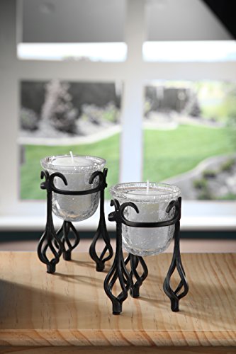 Hosley Set Of 2 Farmhouse Spindle Candle Stand With Crackle Glass Tealight Led Candle Holders 4 Inch High Ideal Gift Wedding Spa Bridal Aromatherapy Reiki Chakra Led Votive Candle Garden Setting O5 #TOP3