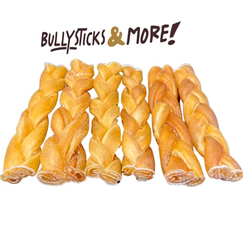 Image of BULLYSTICKS & MORE 6 Inch Beef Collagen Braids for Dogs (8 Count) - Bones for Dogs - Dog Parents Choice - No Hide Beef Cheek Rolls