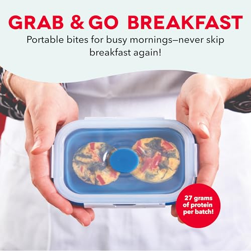 Image of Dash Sous Vide Style Family Size Egg Bite Maker for Breakfast Bites, Sandwiches, Healthy Snacks or Desserts, Keto & Paleo Friendly (9 Servings), Red, 9 Egg Bites