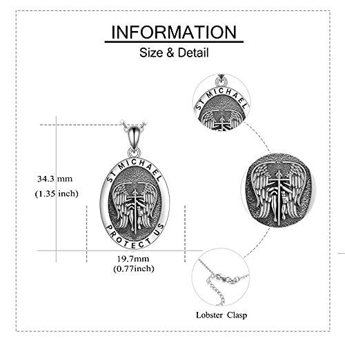 Hukkun St Michael Necklace For Men Sterling Silver Archangel Michael Pendant Protection Jewelry Religious Gift For Women #TOP3