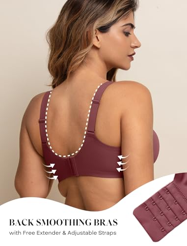 Image of COMFELIE Women No Underwire Bra Comfy Seamless Bras Full Coverage Mesh Bralette with Adjustable Contrast Color Strap S-4XL