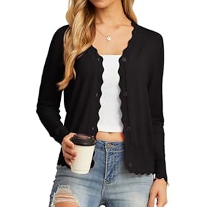 GRECERELLE Women’s Long Sleeve V-Neck Button Down Cardigan Knit Shrugs Sweater