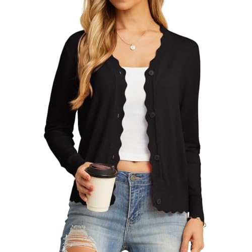 GRECERELLE Women’s Long Sleeve V-Neck Button Down Cardigan Knit Shrugs Sweater