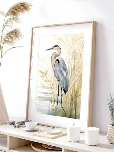 Aigrette et grue blanche affiche triptyque avec cadre inclus