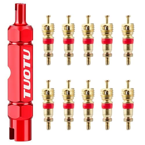 TuoTu Valve Core Remover Tool Kit Bike and Car Valve Core Repair Tool with Brass Replacement Schrader Valve Core