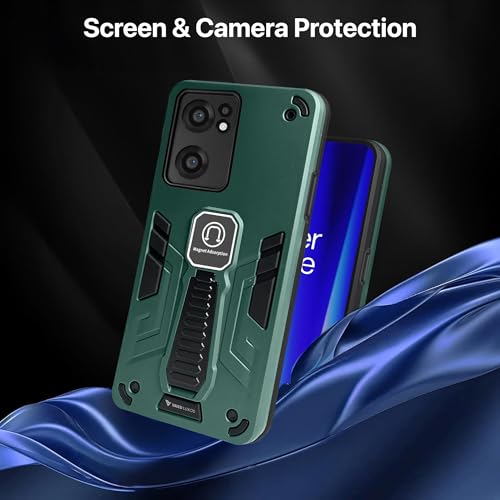 Image of Vaku Luxos Valor Military Grade Back Cover Case for OnePlus Nord CE 2 5G with Built-in Kickstand Magnetic Shockproof Protective Cell Phone TPU Case- Green