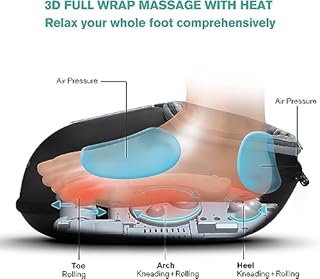 Medcursor Foot Massager Machine with Heat Function, Deep Kneading Massager, Multi-Level Settings & Adjustable Intensity for Home or Office Use (Black)