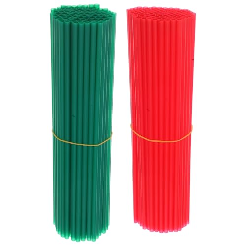 400 pitillos plásticos desechables UPKOCH rojo y verde miniatura 1