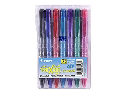 Image of Pilot FriXion Clicker Retractable Erasable Gel Pens Extra Fine Point (.5) 7-pk Pouch Assorted Color Inks; Make Mistakes Disappear, No Need For White Out with America's #1 Selling Pen Brand
