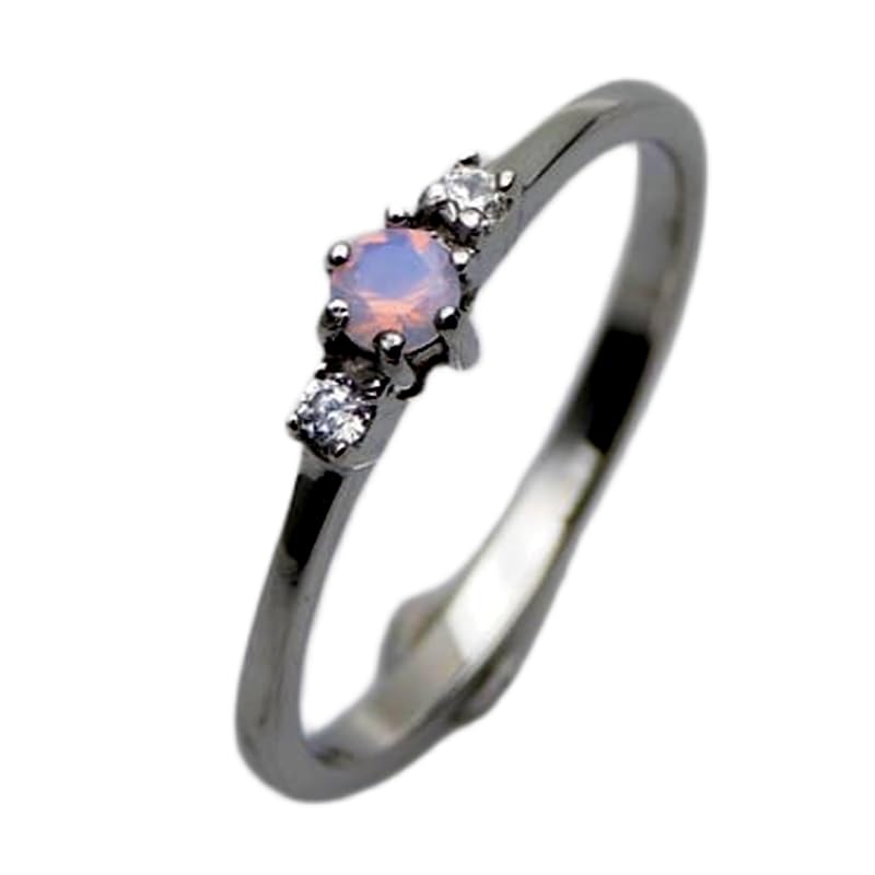 Bague opale naturelle et diamants anneau argent 925 anti-ternissement