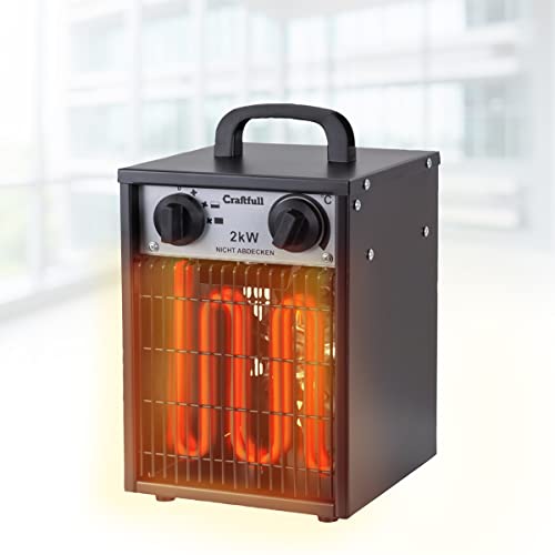 Craftfull elektrischer Heizlüfter Bauheizer HL200 - 3 Jahre Garantie - 2000 Watt - Elektroheizer - Heizgerät elektrisch - Elektroheizung - Thermostat - Elektroheizkörper - Bis 30 m² (2000 Watt) Cover