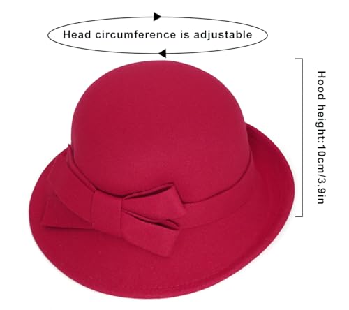 MESU Damen Vintage Filz Eimer Hut 1920S Cloche Bowler Hüte Rot