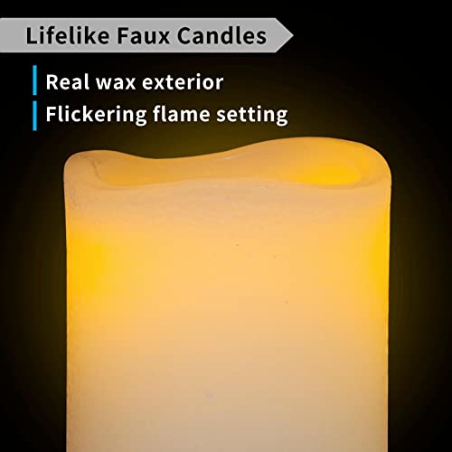 Image of FURORA LIGHTING White Real Wax LED Candles with Remote and Timer, 4 Pillar and 4 Votives Pack of 8, Flameless Flickering Candles for Home Decor, Battery Included