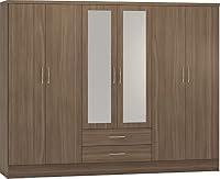 Seconique Nevada 6 Door 2 Drawer Wardrobe in Rustic Oak Effect