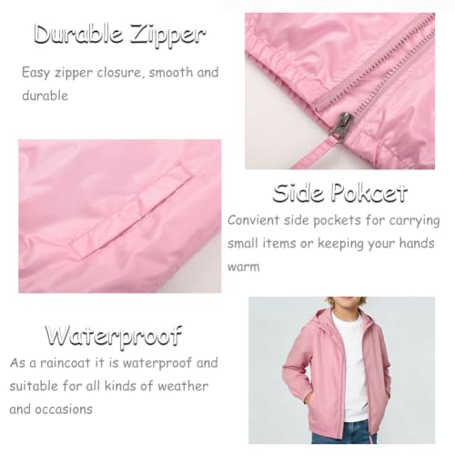 Image of SNOW DREAMS Boys Waterproof Rain Jacket Windbreaker Lightweight Coat Kids Raincoat Outerwear