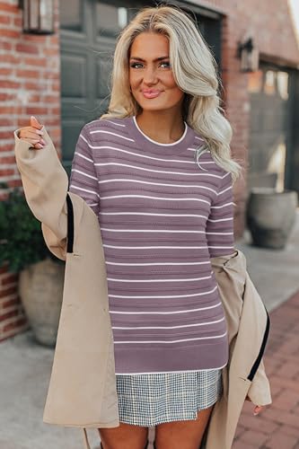 Image of Arach&Cloz Women's Soft Knit Sweater Fall Dressy Casual Pullover Tops