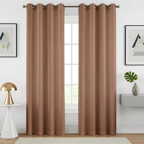 Image of Fabrilia Jacquard Geometric Pattern Curtains for Window | Brown & Coffee Diamond Design | Room Darkening Curtain Panels | Pack of 1 Piece | 5 feet