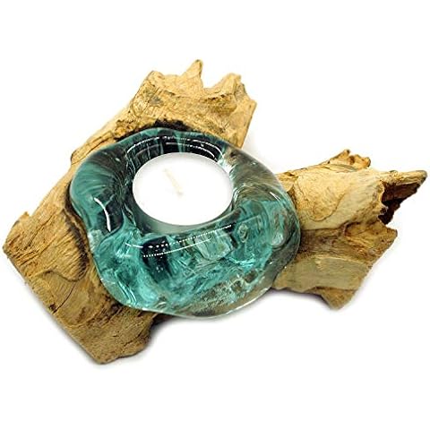 Natur Teelichthalter Glas und Holz Cover