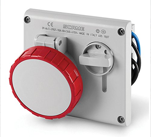 Scame Omnia – Presa corrente incasso IP67 Serie 3 poli + neutro + T16 A 380 V