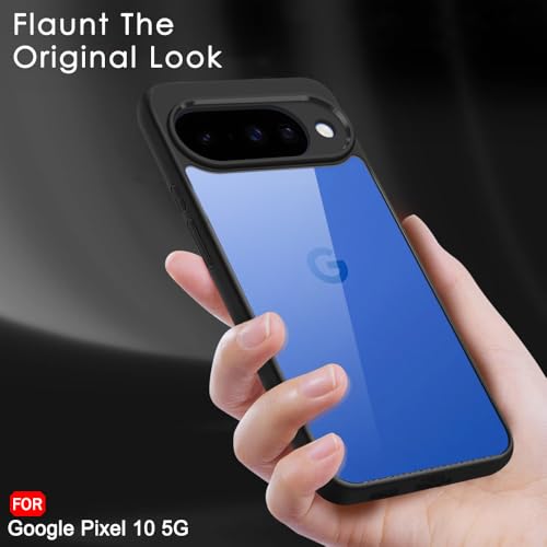 Image of TheGiftKart Ultra-Hybrid Shockproof Back Cover Case for Google Pixel 10 | Camera Protection Bump | Hard Back Cover Case for Pixel 10 (PC & TPU, Transparent Clear Back, Black Sides)