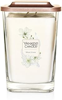 Yankee Candle Elevation Collection with Platform Lid Sheer Linen Scented Candle, Large 2-Wick