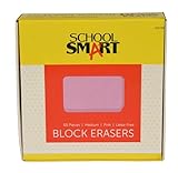 School Smart Latex Free Block Eraser - 1 1/8 In x 15/16 In x 3/8 In - Box of 80- Pink