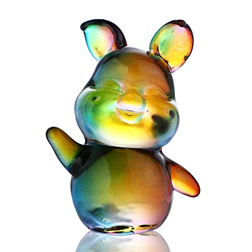 H&D Hyaline & Dora Crystal Pig Figurine Collectible Glass Standing Piggy Statue Animal Paperweight Decorative Ornament #TOP6