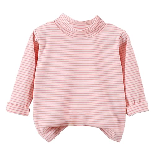 Little Boys Girls Turtleneck Striped Long Sleeve Shirts Casual Soft Pullover Slim Stretchy Crewneck Tops Kids Undershirt
