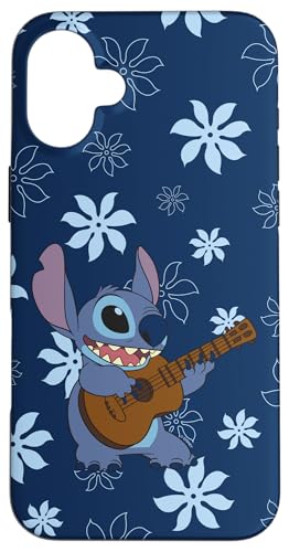 ディズニー リロ&スティッチ フローラルギターステッチ スマホケース iPhone 16 Plus 用