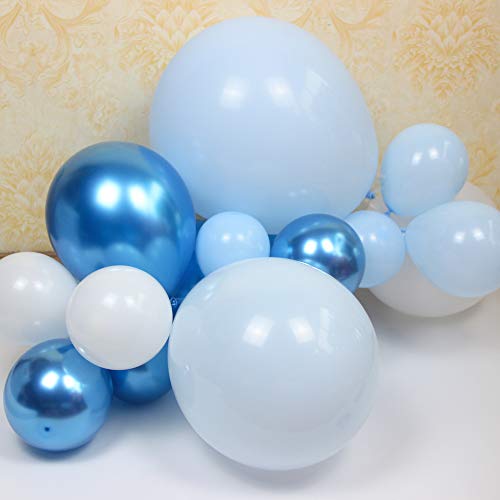 Baby Blue And Metallic Blue Balloons146Pcs , 18In/12In Balloon Arch & Garland Kit, Balloon Strip Tape For Graduation, Wedding, Birthday Décor #TOP3