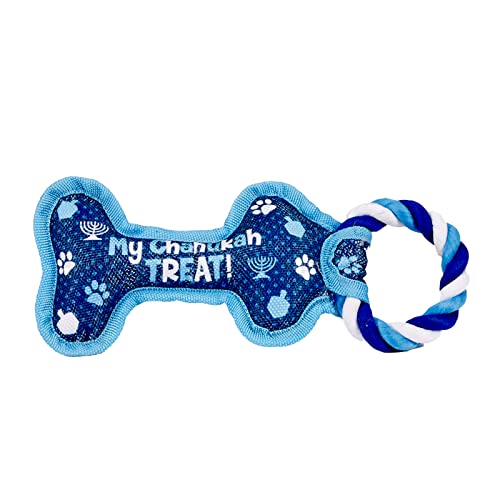 Rite Lite Hanukkah Bone Squeaky Dog Toy - Hanukkah Gifts for Dog Owners, Decorations, Goodie Bag Rewards Jewish Holiday Party Favors Toys Accessories Judaica Decor for All 8 Nights of Chanukah!