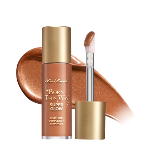 Too Faced Born This Way Super Glow Multi-Use Highlighting Skin Enhancer | Hydrating, Natural, All-Over Glow + Luminous Finish for Lit-From-Within Skin| Non-Greasy + Blendable, Sunlit Cinnamon, 1 Fl Oz