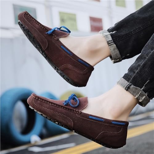 Loafers for Men Suede Vamp Stitching Details Deck Shoes Plain Toe Anti-Slip Flexible Lightweight Prom Party Slip-on2