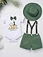 FYMNSI Baby Jungen 1. Erster Geburtstag Outfit Kleinkinder Dschungel 1 Jahr Party Safari Wald Fotoshooting Kurzarm Strampler Body Y-R�cken Hosentr�ger Shorts Hut 4tlg Bekleidungsset Gr�n 9-12 Monate