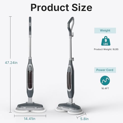 Image of OLIXIS Steam Mop, All-in-One Scrubbing Steam Mops for Floor Cleaning with Rotating Pads, Floor Steamer with 2 LED Lights, 4 Cleaning Modes, Swivel Steering, 16.4 FT Cord, Safe for Hardwood and Tile