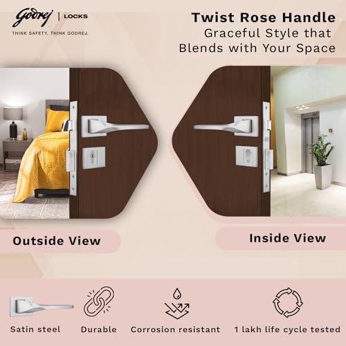 Image of Godrej Mortise Lock|Handle Lock Set for Main & Bedroom Door| Antique Brass Finish|9 Inch Lockbody|60mm 1CK Cylinder - Knob from Inside & 3 Keys|5 Years Warranty