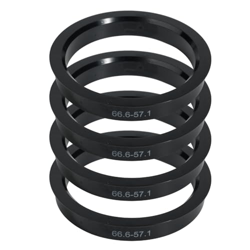 4 pcs anillos centradores 66,5 a 57,1, anillos centradores de buje de plástico, anillos centradores para llanta, reducción de vibraciones, fijación estable, accesorio para llantas de aluminio