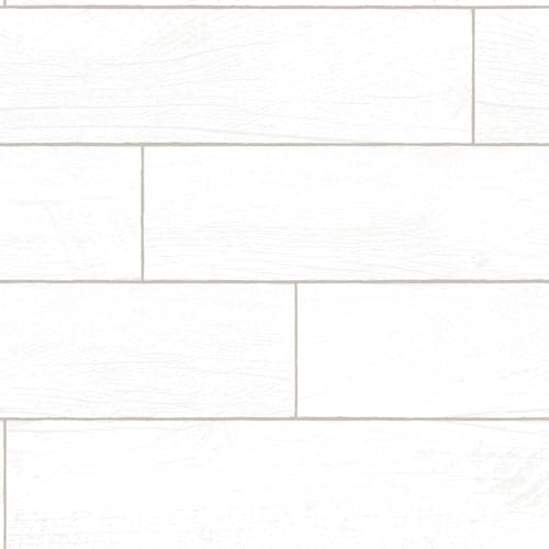 Tempaper Textured White Shiplap Wood Planks Removable Peel and Stick