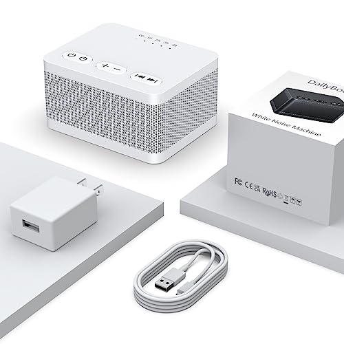 Image of DailyBody Sound Machine White Noise Machine with 30 Soothing Sounds 32 Levels Volume 5 Timers and Memory Function Effectively Blocks Noise Ideal Sleep Machine for Baby Kids Adults (White)