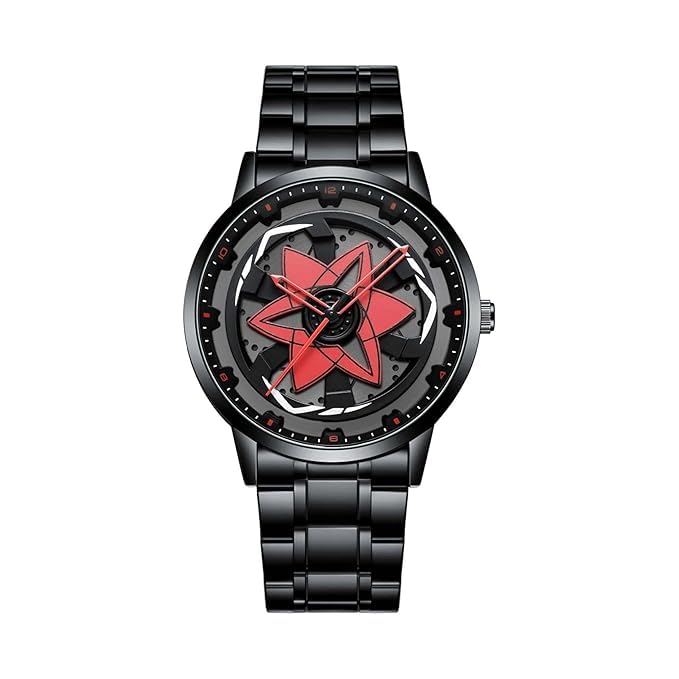 Image of Sasuke Sharingan Anime Wrist Watch for Men & Boys | Naruto-Inspired Collector Edition | 360 Rotating Dial | Water Resistant | Premium Quartz Movement | Display Box Included