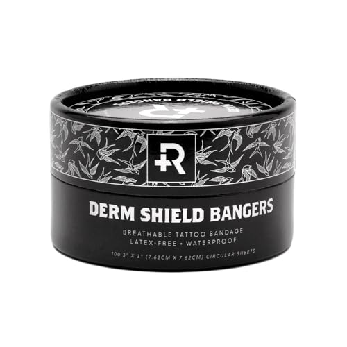 Recovery Derm Shield Bangers Tattoo Aftercare Bandage Waterproof Latex-Free Adhesive Breathable Care Products Clear Circular 3 Diameter Tub of 100