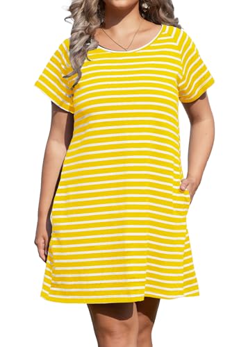 Image of Alaster Women's Casual Summer T Shirt Dress Loose Short Sleeve Tunic Dress with Pocket for Women