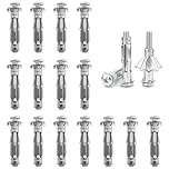 DAIRYCOF M8×52 Hollow Wall Anchors 15Pcs Plasterboard fixings,Heavy Duty Metal Hollow Wall Anchors for Plasterboard, Tiles & Partitions - Fix Curtain Rails, Shelves, Light Fittings