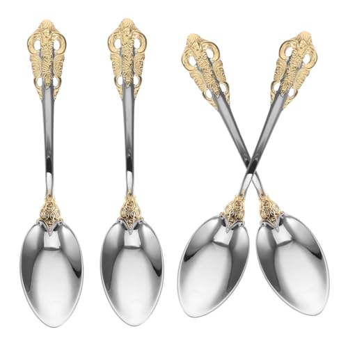 Alipis Long Handle Stainless Steel Spoons Set of 4: Ice Measuring Honey Spoons for Coffee Tea