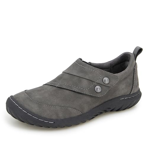 JBU Women's Audrey Comfort Casual Flat Fashion Adjustable Shoes Grey 7