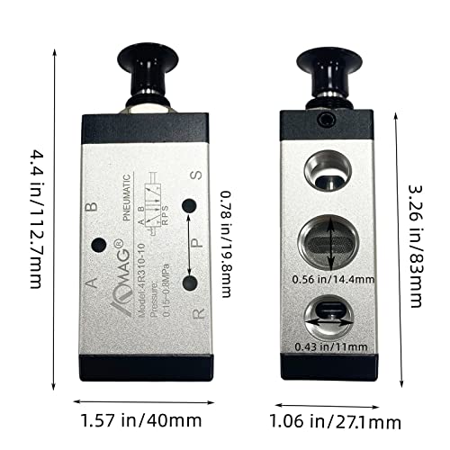 Aomag Pneumatic 3/8" Pt 5 Way 2 Postion Air Hand Lever Operated Valve Pneumatic Solenoid Valve Manual Control Push-Pull 4R310-10 #TOP1