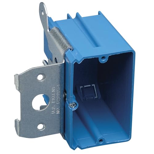 Carlon B121ADJ Outlet Box, New Work, 1 Gang, 3-3/4-Inch Length by 3-7/8-Inch Width by 3-3/8-Inch Depth, Blue