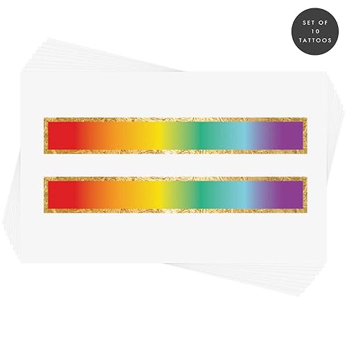 Miniatura 5 de Juego de 10 Flash Tattoos temporales de aluminio metálico impermeable de calidad superior  Orgullo  LGBTQ  Tatuaje de arco iris