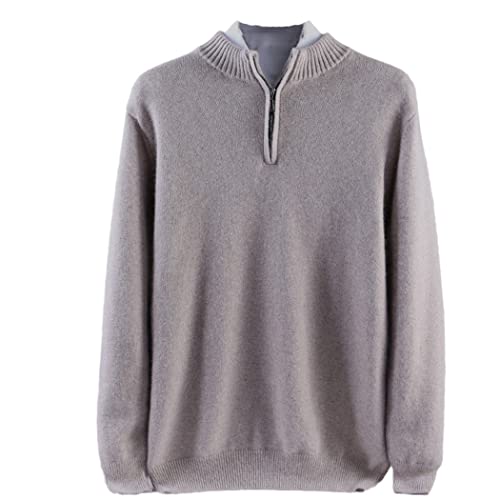 Pull cachemire homme col montant kaki 3XL | Laine épaisse haut de gamme